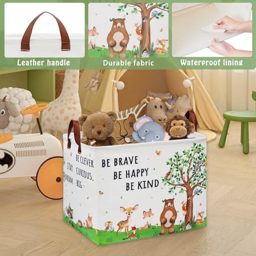 Woodland Nursery Decor Baby Shower Basket, Bear Baby Laundry Basket, Jungle - Image 4