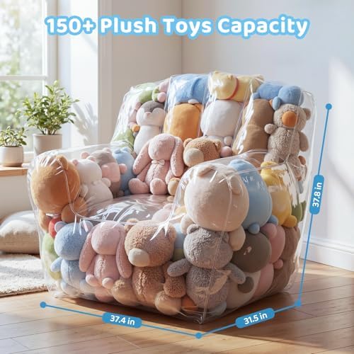 NTYNTY Clear Stuffed Animal Storage Bean Bag Chair Cover - Image 2