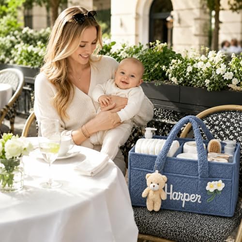 Personalized Baby Diaper Caddy Organizer Custom Baby Storage Basket - Image 4