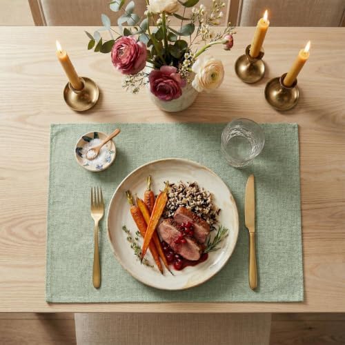 Artoid Mode Sage Green Placemats Set of 6, 12x18 Inch Spring Summer Washable - Image 4