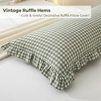 Sage Green White Gingham Ruffle Body Pillow Cover 20"x54" - Image 5