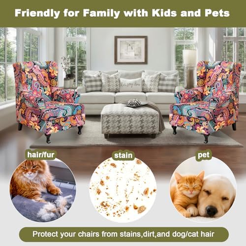 NILUOH Wingback Chair Covers 2-Piece, Armchair Slipcovers - Image 5