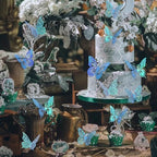 SAOROPEB 3D Butterfly Wall Decor 48 Pcs Laser Blue Butterfly Decorations - Image 3