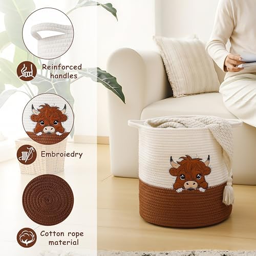 Large Blanket Baskets for Living Room, Highland Cow Storage Baskets for Toys - Image 6