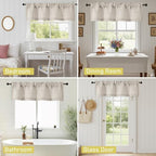 Valances for Windows, Light Filtering Faux Linen Textured Small Short Valance - Image 7