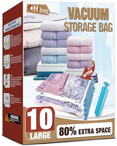 Vacuum Storage Bags, 10 Large Vacuum Seal Bags by HIBAG