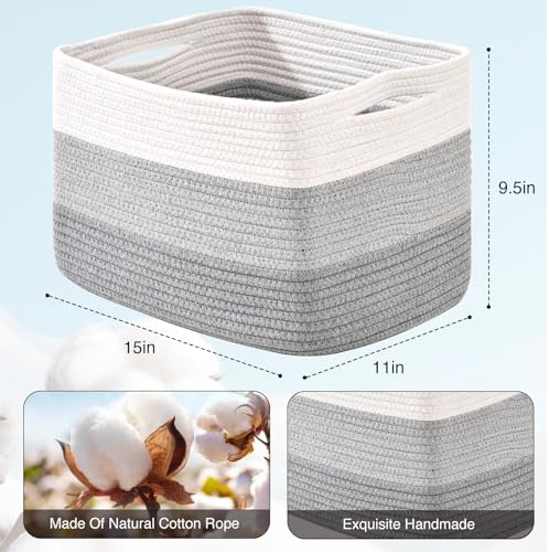 ICERZCZ Storage Baskets for Organizing Shelves, Woven Cotton Rope Baskets for - Image 3