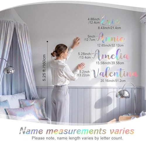 Boao Personalized Name Letter Wall Decal, Elegant Script, Holographic - Image 3