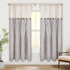 ASPMIZ Cotton Linen Farmhouse Curtains Boho Rustic Button Panel, Country Window - Image 2