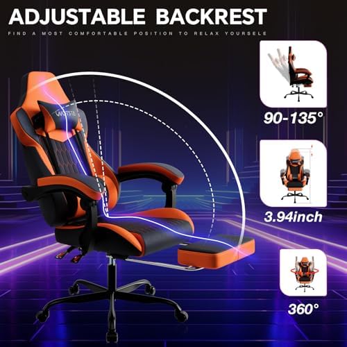 Gaming Chair with Footrest, High Back Gaming Chairs PVC Leather Ergonomic Gamer - Image 4
