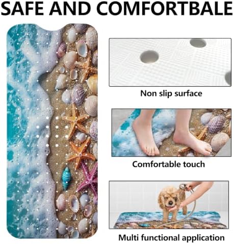 LNOND Summer Beach Bathtub Mat Non Slip, 40 X 16 Inch Tub Mat - Image 6