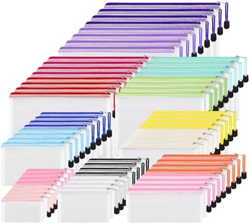 EOOUT 64pcs Mesh Zipper Pouch Bags, 8 Sizes Plastic Bags, 15 Colors by EOOUT
