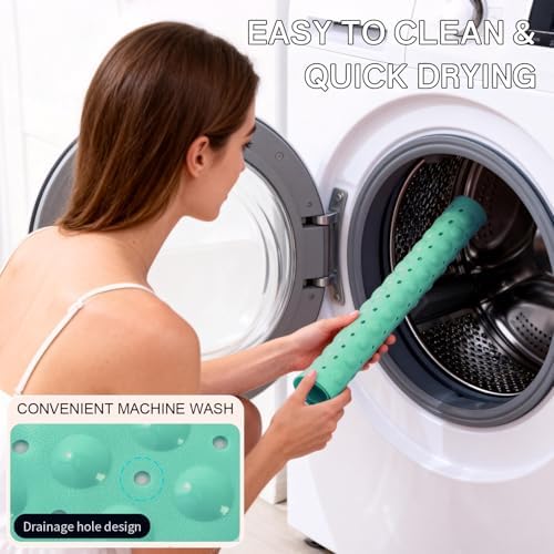 Anti-Slip Bathtub Shower Mat 21×21 Inch Turquoise Green - Image 6