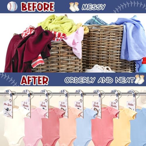 Baby Closet Dividers 8PCS, Baseball Theme Wooden Double-Sided Clothes Size - Image 5