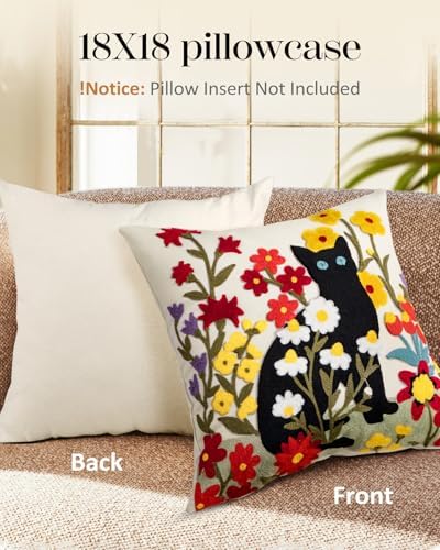 Embroidered Throw Pillow Cover, 18x18 Inch - Image 4