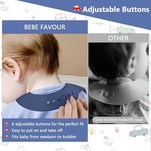 2 Pack Silicone Baby Bibs Adjustable Fit Waterproof Bib - Image 3