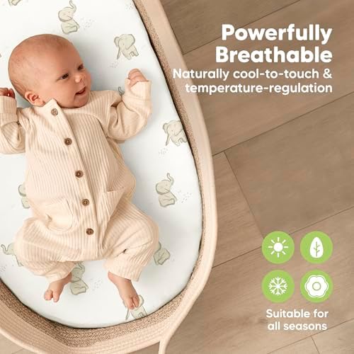 2-Pack Baby Bassinet Sheets Girl, 33x17 Bedside Sheets - Image 4
