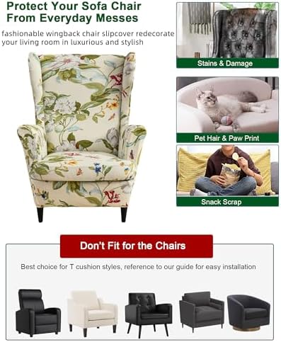 CRFATOP Wingback Chair Covers Stretch Armchair Slipcovers - Image 5