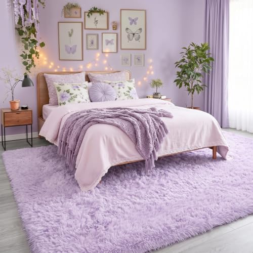 Amdrebio Light Purple Lavender Fluffy Area Rug 4x6 - Image 3