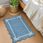 GarveeHome Scalloped Entryway Rug 2x3 Washable Bow Rug, Dark Blue - Image 2