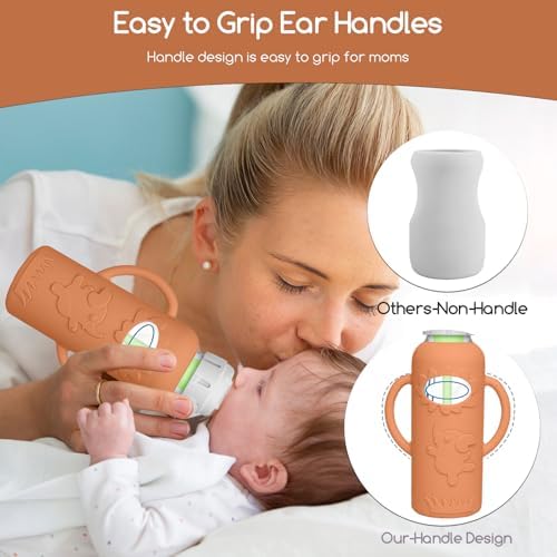 4 Pack Silicone Sleeves for Dr. Brown's Glass Baby Bottles, Anti Breakage Baby - Image 3