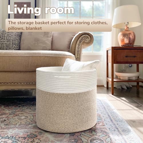 Goodpick Woven Rope Basket for Blankets Fit Nursery & Living Room - Image 2