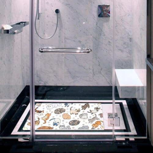 Bathtub Mat Non Slip 26.8x15.1In, Cute Cats Bath Mat - Image 6