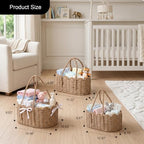 3 Set Wicker Diaper Caddy Organizer, Paper Rope Storage Baskets Nursery Bin - Image 2