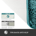 Yeaban Chenille Teal Bathroom Rug 20"x32", Non-Slip Rubber Backing - Image 3