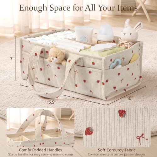 Corduroy Baby Diaper Caddy Organizer - Image 2