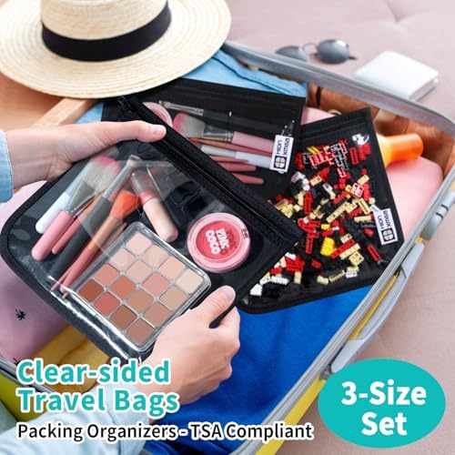 HIONXMGA Set of 3 Clear Travel Toiletry Bag, TSA Approved, Quart Size S/M/L - Image 2