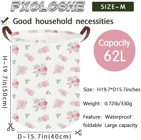Pink Flower Laundry Basket, Nursery Baskets Girl Baby Storage Bins, Baby Girls - Image 7