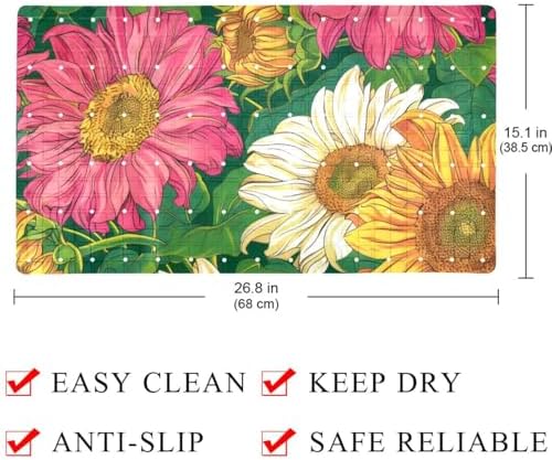 Bathtub Mat Non Slip 26.8x15.1In, Colorful Sunflowers Bath Mat - Image 3