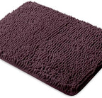 Yeaban Chenille Burgundy Bathroom Rug 24"x36", Non-Slip Rubber Backing by Yeaban