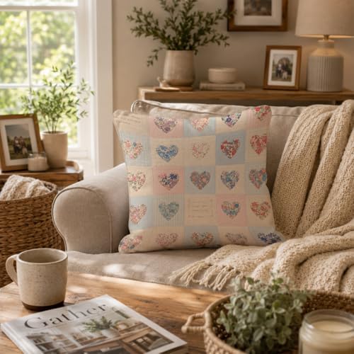 Vintage Coquette Floral Heart Throw Pillow Cover 18x18 - Image 5