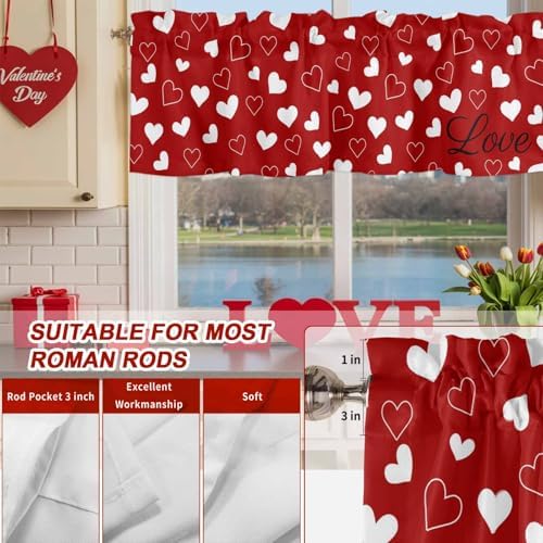 Vandarllin Red Valentine's Day Kitchen Curtains Valances - Image 7