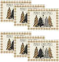 Artoid Mode Watercolor Brown Buffalo Plaid Christmas Trees Placemats Set of 6 by ArtoidMode