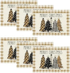 Artoid Mode Watercolor Brown Buffalo Plaid Christmas Trees Placemats Set of 6 by ArtoidMode