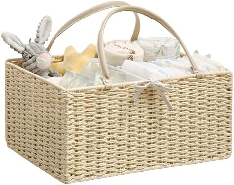 Angelhood Baby Diaper Caddy Organizer, Paper Rope Storage Baskets by Angelhood
