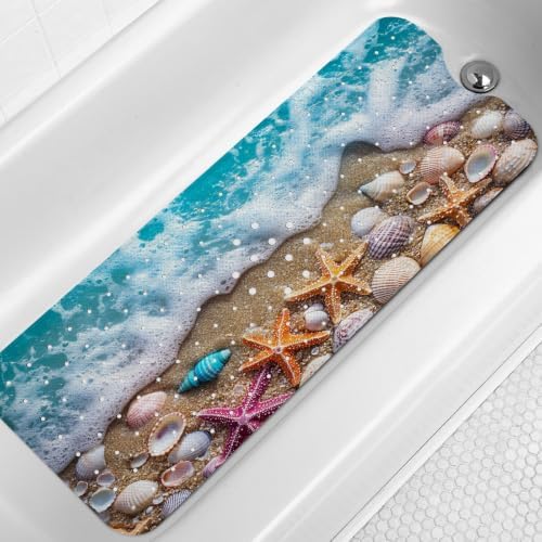LNOND Summer Beach Bathtub Mat Non Slip, 40 X 16 Inch Tub Mat by Lnond