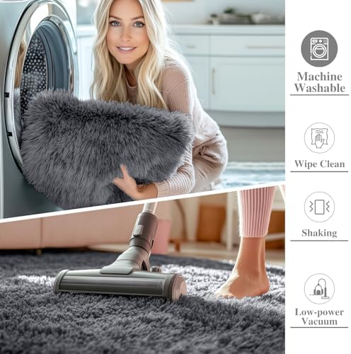 OLANLY Grey Round Rugs for Bedroom - Image 3