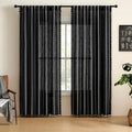 MitoVilla Boho Linen Bedroom Curtains 84 Inch Length 2 Panels Set, Bohemian by MitoVilla