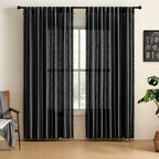 MitoVilla Boho Linen Bedroom Curtains 84 Inch Length 2 Panels Set, Bohemian by MitoVilla