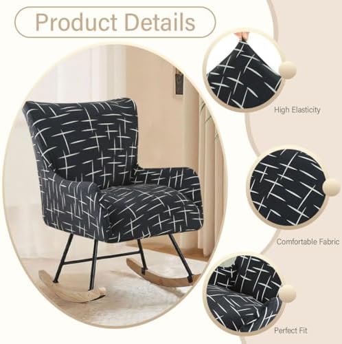Nursery Rocking Chair Cover Stretchable Glider Chairs Cover Slipcovers Printed - Image 3