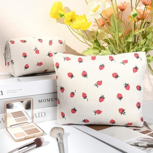SOIDRAM 2 Pcs Cute Makeup Bag Large Cosmetic Bag Toiletry Bag Makeup Pouch - Image 2