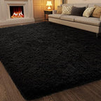 Ophanie 7x10 Black Area Rugs for Living Room, Large Shag Bedroom Carpet by Ophanie