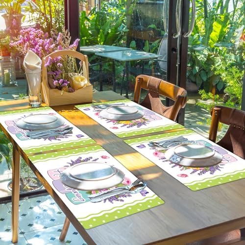 Spring Placemats Set of 6 Tulip Vase Plastic Table Mat 17×13×0.04in - Image 6