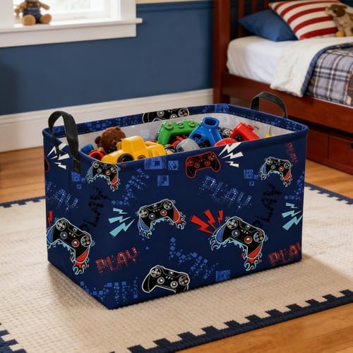 Rectangular Game Basket for Boys, Game Storage Bin, Boy Storage Basket - Image 6
