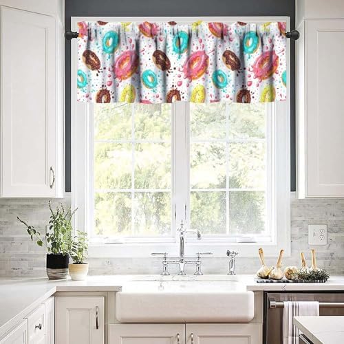 Donut Valances Curtain Colorful Donut Chocolate Lemon Blue Mint Pattern Window - Image 6