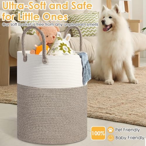 Large Woven Laundry Basket Hamper, 100L Cotton Rope Storage Bin - Image 6